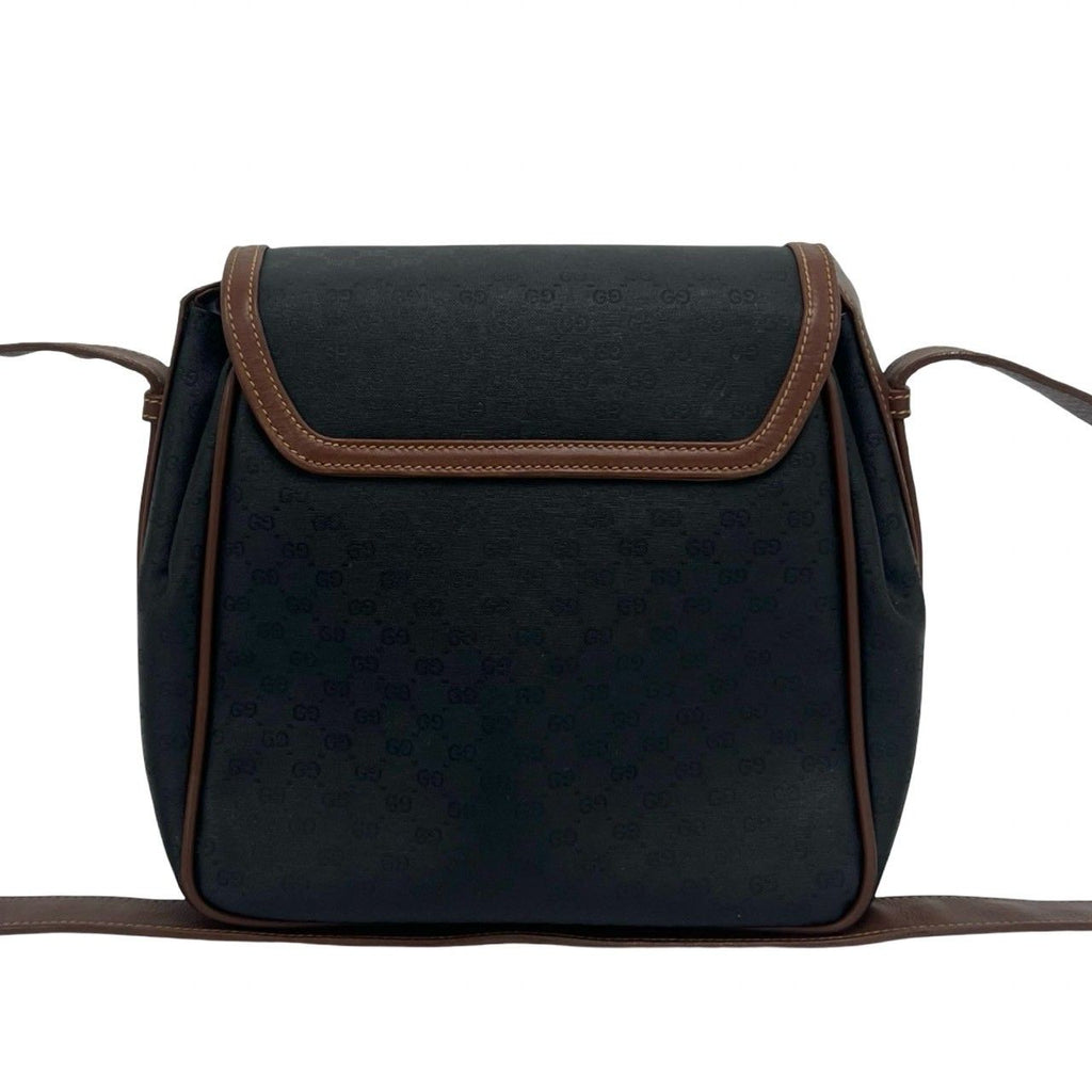 Gucci Vintage Micro GG Pattern Horsebit Leather Shoulder Bag Brown Black — view 3