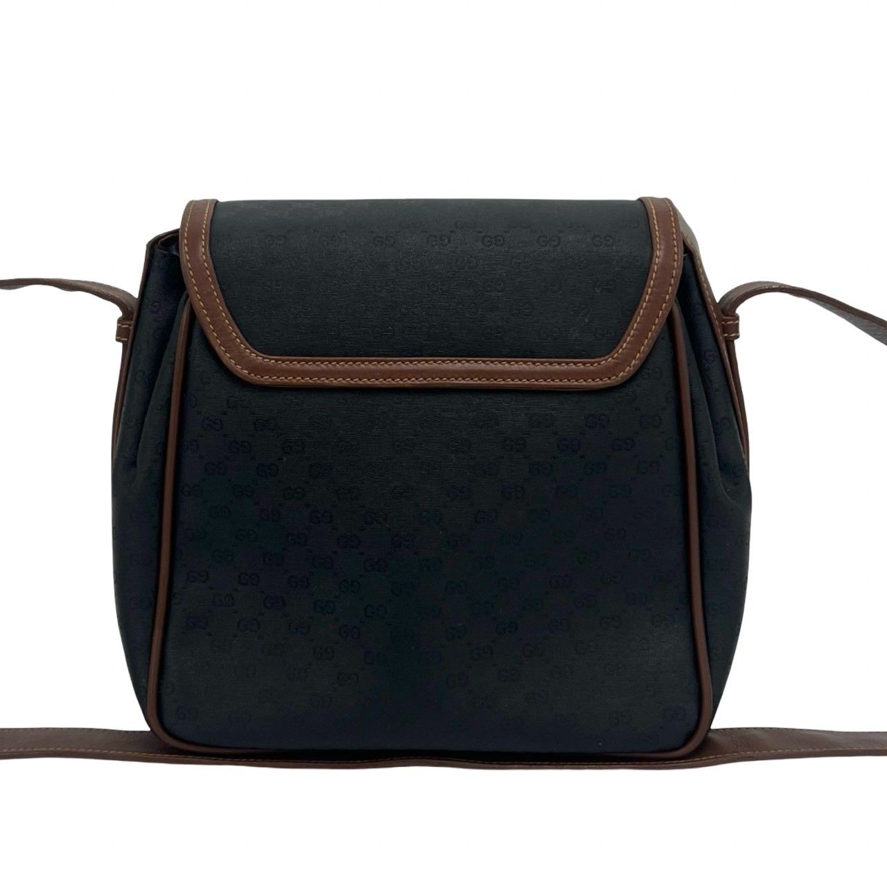 Gucci Vintage Micro GG Pattern Horsebit Leather Shoulder Bag Brown Black — view 3