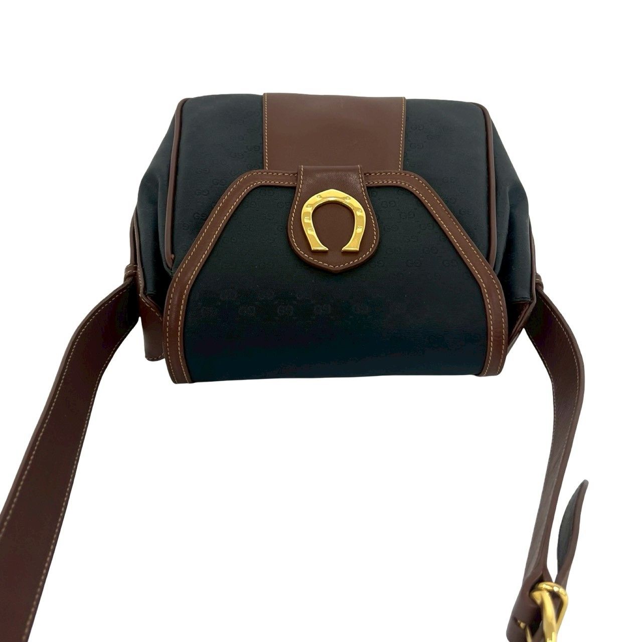 Gucci Vintage Micro GG Pattern Horsebit Leather Shoulder Bag Brown Black — view 4