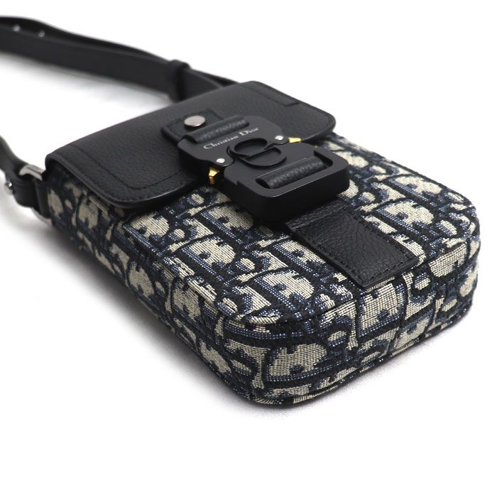 Dior Oblique Saddlebar Pouch Shoulder Bag Black — view 3