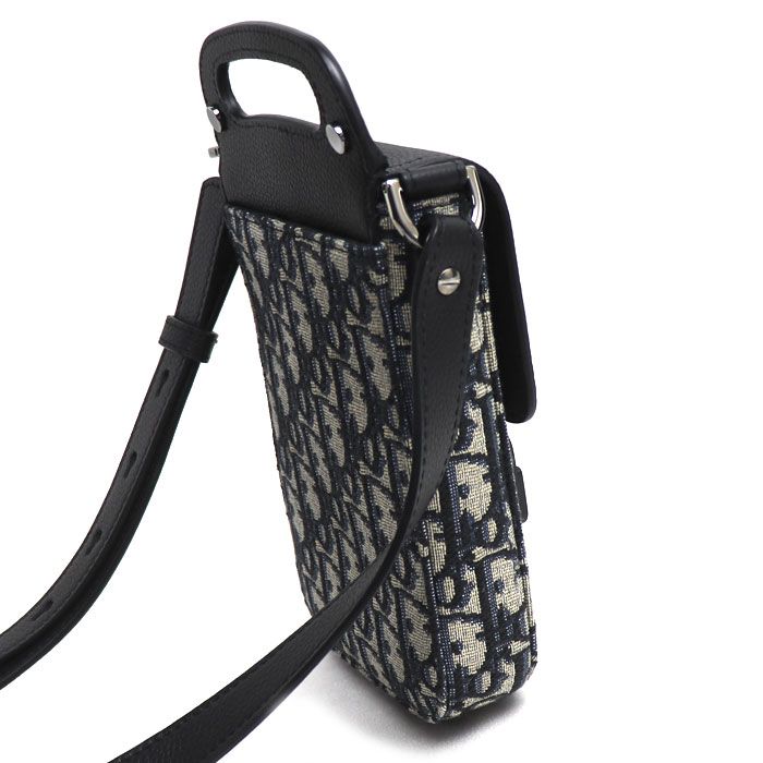 Dior Oblique Saddlebar Pouch Shoulder Bag Black — view 2