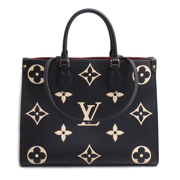 Louis Vuitton On The Go MM Tote Monogram Empreinte Bicolor Black Beige