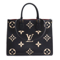 Louis Vuitton On The Go MM Tote Monogram Empreinte Bicolor Black Beige
