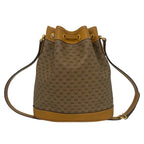 Gucci Vintage Micro GG Pattern Logo Leather Drawstring Shoulder Bag Brown Camel — view 3