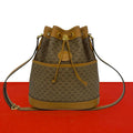 Gucci Vintage Micro GG Pattern Logo Leather Drawstring Shoulder Bag Brown Camel
