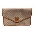 Celine Macadam Brown Gold Canvas Leather Pochette Shoulder