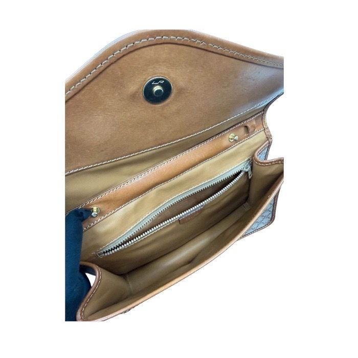 Celine Macadam Brown Gold Canvas Leather Pochette Shoulder — view 8