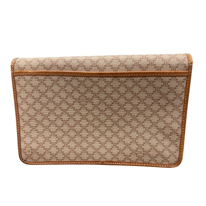 Celine Macadam Brown Gold Canvas Leather Pochette Shoulder — view 2