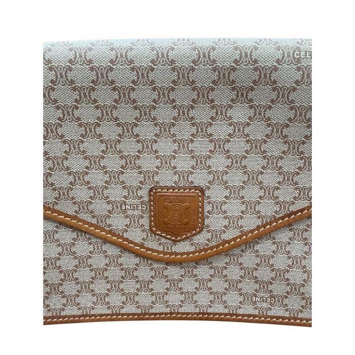 Celine Macadam Brown Gold Canvas Leather Pochette Shoulder — view 6