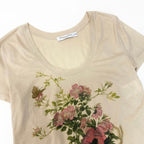 Dior Galiano Era Neck Flower Embroidery Beige Baby Pink Cotton Short Sleeve — view 4