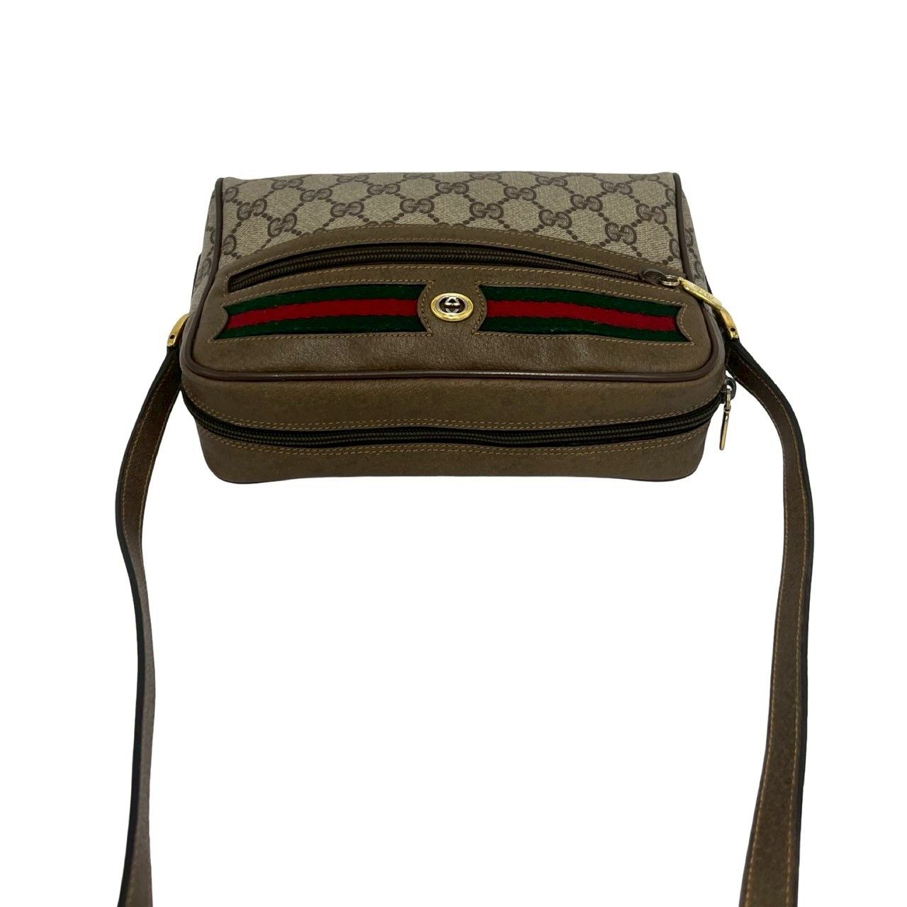 Gucci Vintage Sherry Line GG Pattern Logo Leather Shoulder Bag Pochette Brown — view 4