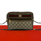 Gucci Vintage Sherry Line GG Pattern Logo Leather Shoulder Bag Pochette Brown
