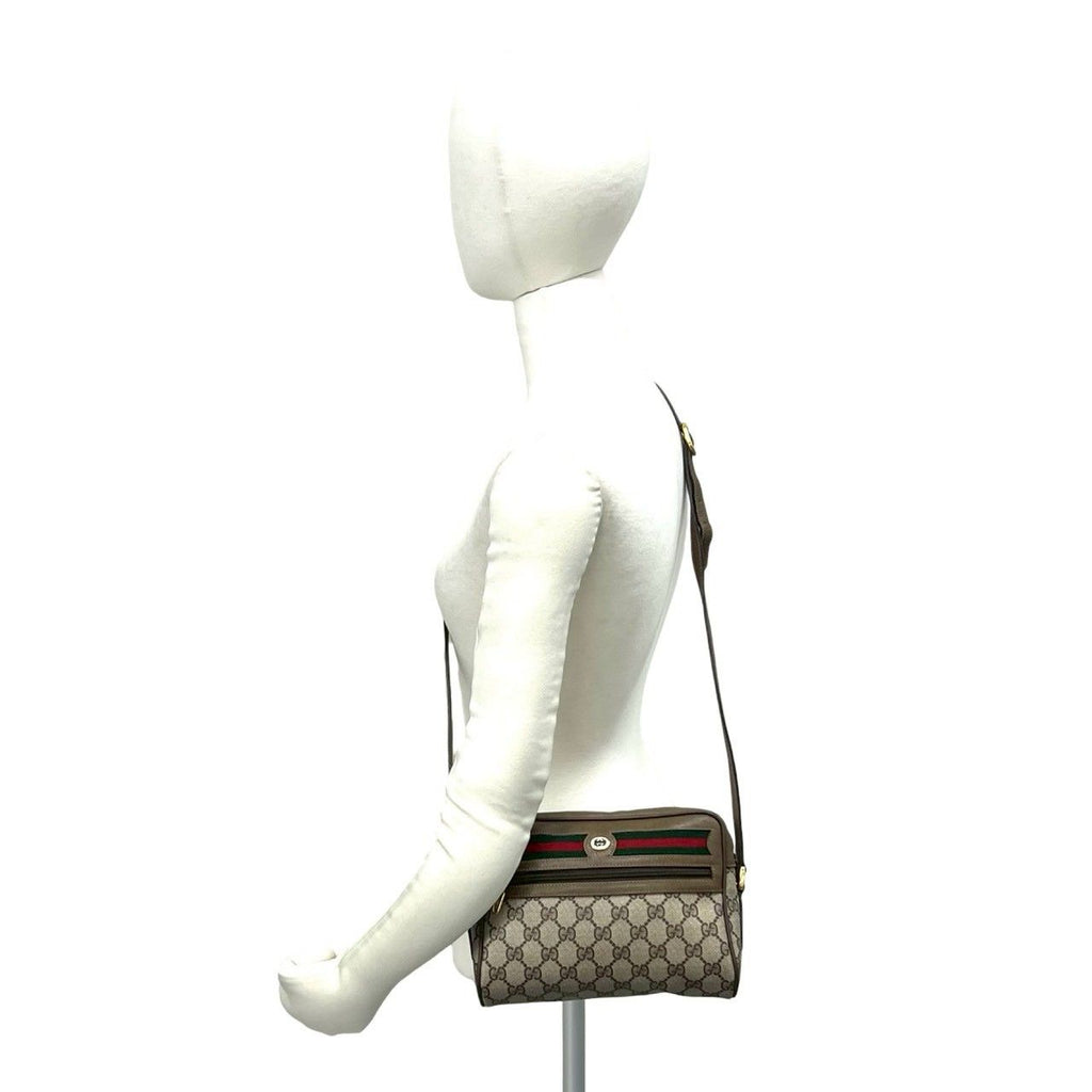 Gucci Vintage Sherry Line GG Pattern Logo Leather Shoulder Bag Pochette Brown — view 2