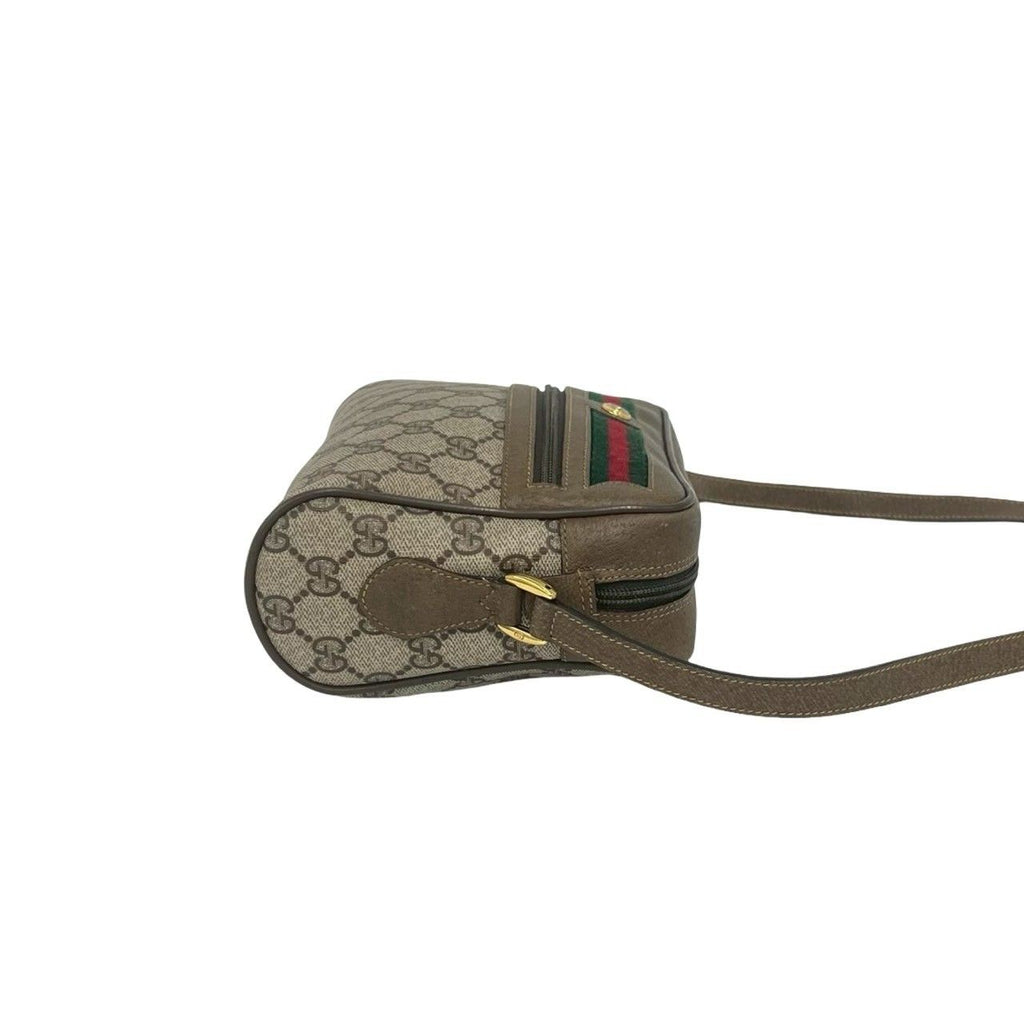 Gucci Vintage Sherry Line GG Pattern Logo Leather Shoulder Bag Pochette Brown — view 6