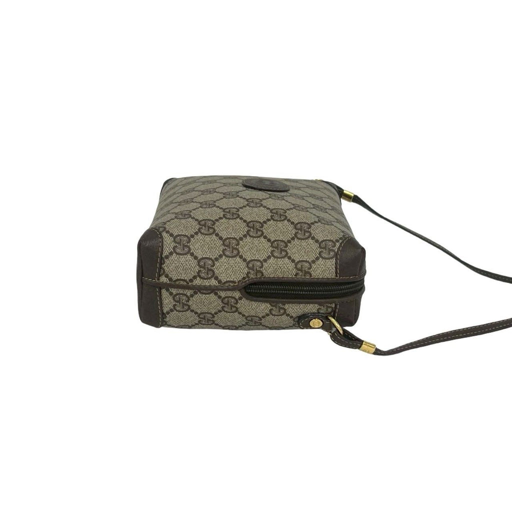 Gucci Vintage GG Pattern Logo Leather Mini Shoulder Bag Crossbody Brown — view 6