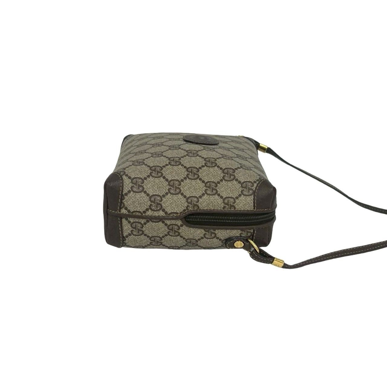 Gucci Vintage GG Pattern Logo Leather Mini Shoulder Bag Crossbody Brown — view 6