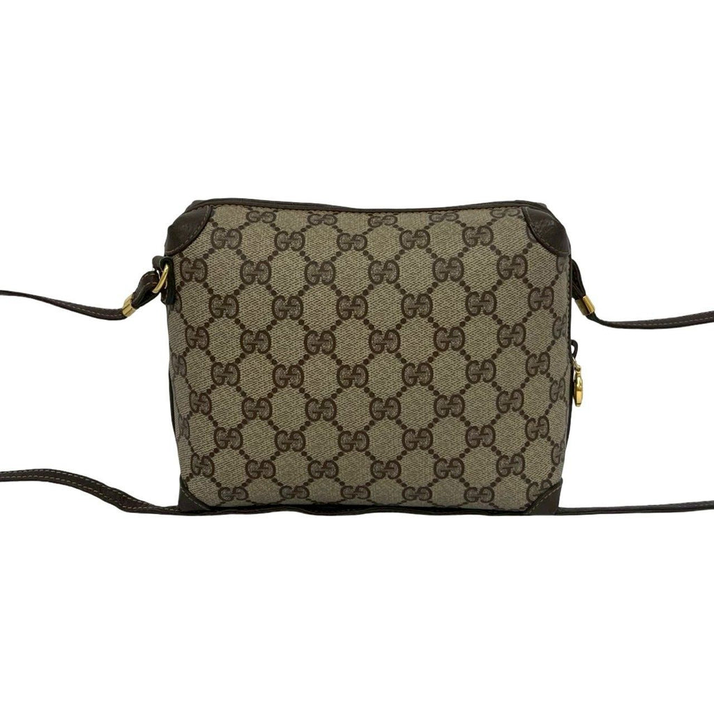 Gucci Vintage GG Pattern Logo Leather Mini Shoulder Bag Crossbody Brown — view 3