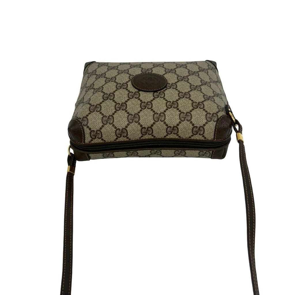 Gucci Vintage GG Pattern Logo Leather Mini Shoulder Bag Crossbody Brown — view 4