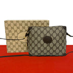 Gucci Vintage GG Pattern Logo Leather Mini Shoulder Bag Crossbody Brown