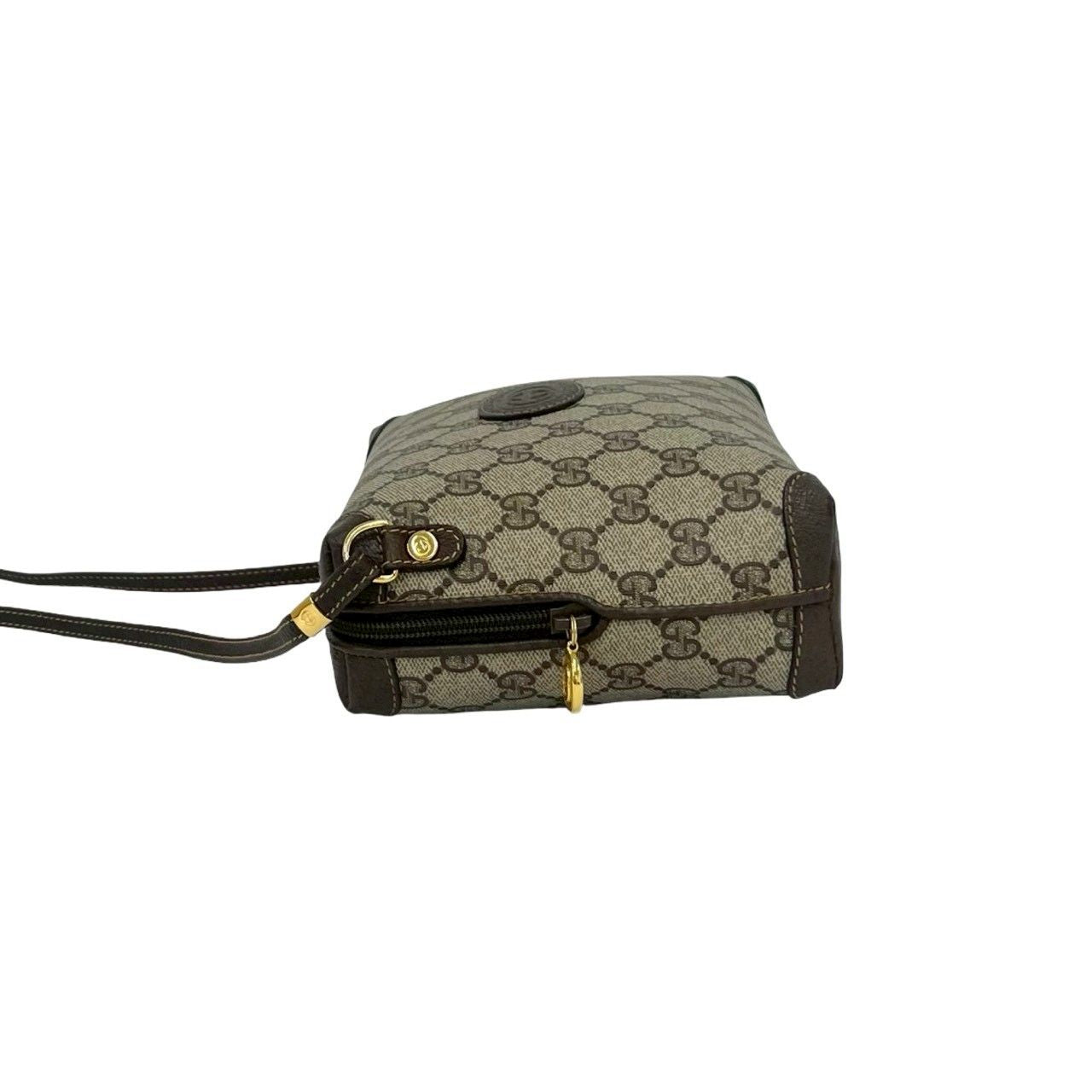 Gucci Vintage GG Pattern Logo Leather Mini Shoulder Bag Crossbody Brown — view 5