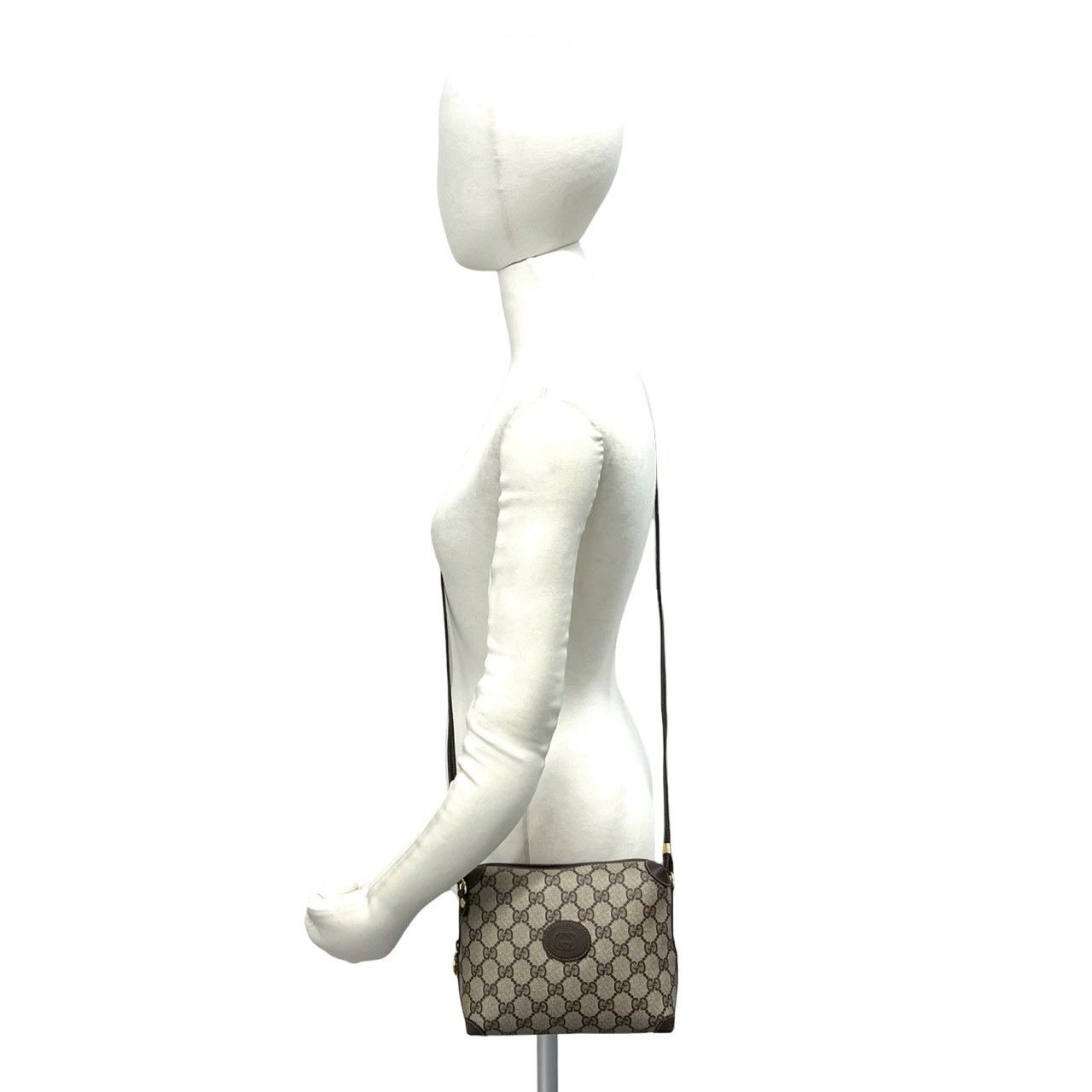Gucci Vintage GG Pattern Logo Leather Mini Shoulder Bag Crossbody Brown — view 2