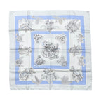Hermes Silk Scarf Carre 90 Friends of the Heart Teddy Bear Blue White Confidents — view 2