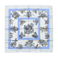 Hermes Silk Scarf Carre 90 Friends of the Heart Teddy Bear Blue White Confidents