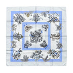 Hermes Silk Scarf Carre 90 Friends of the Heart Teddy Bear Blue White Confidents