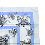 Hermes Silk Scarf Carre 90 Friends of the Heart Teddy Bear Blue White Confidents — view 4
