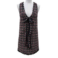 Chanel Silk Logo with Ribbon Tie Tweed Sleeveless Dress Multicolor 34