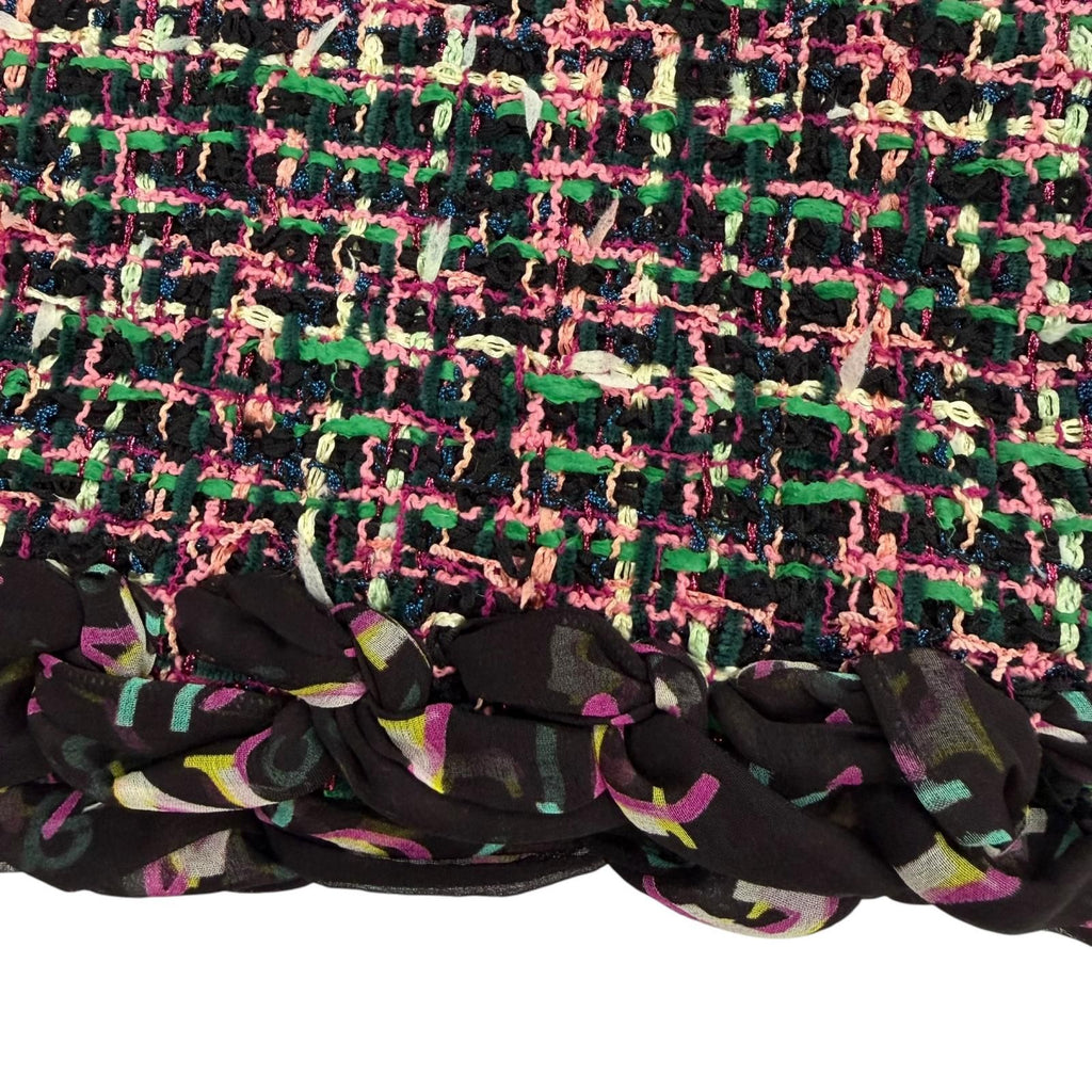 Chanel Silk Logo with Ribbon Tie Tweed Sleeveless Dress Multicolor 34 — view 7