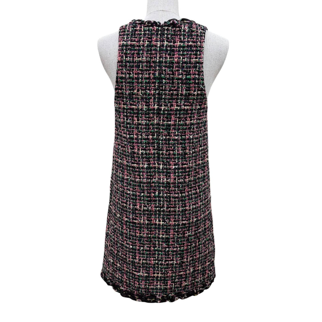 Chanel Silk Logo with Ribbon Tie Tweed Sleeveless Dress Multicolor 34 — view 4
