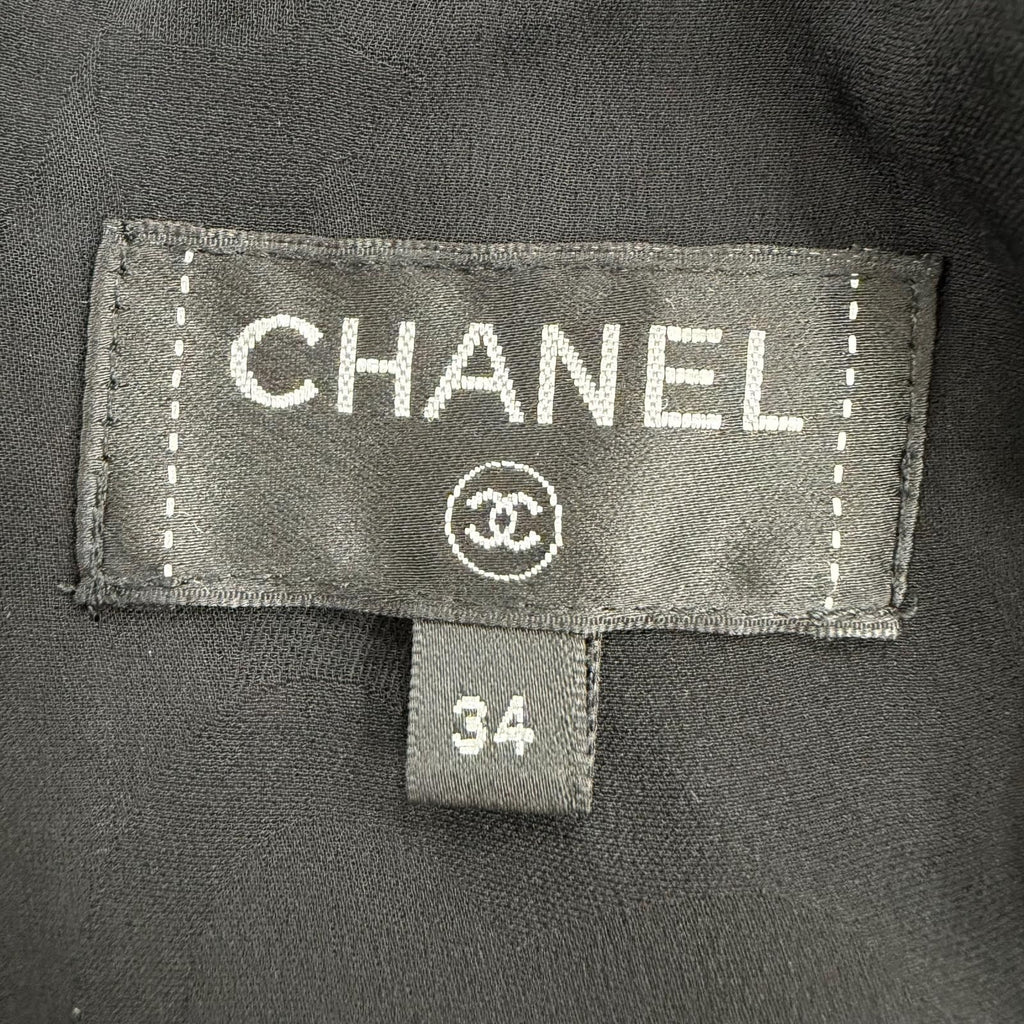Chanel Silk Logo with Ribbon Tie Tweed Sleeveless Dress Multicolor 34 — view 8