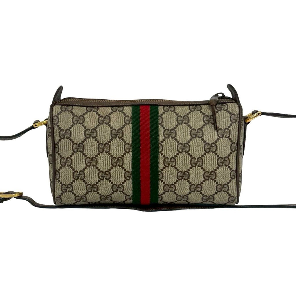 Gucci Vintage Sherry Line GG Pattern Logo Leather Mini Shoulder Bag Brown — view 3
