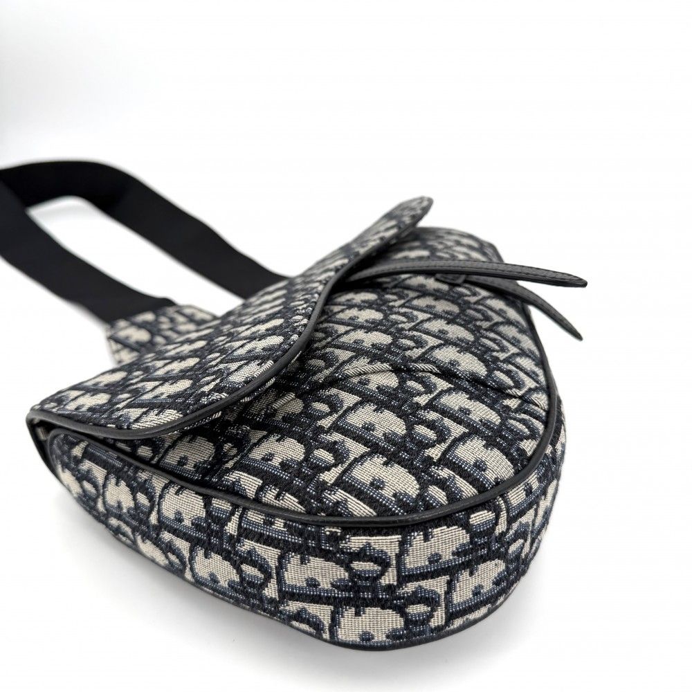 Dior Belt Bag Oblique Crossbody Canvas Navy Beige Silver — view 3