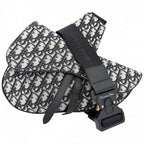 Dior Belt Bag Oblique Crossbody Canvas Navy Beige Silver