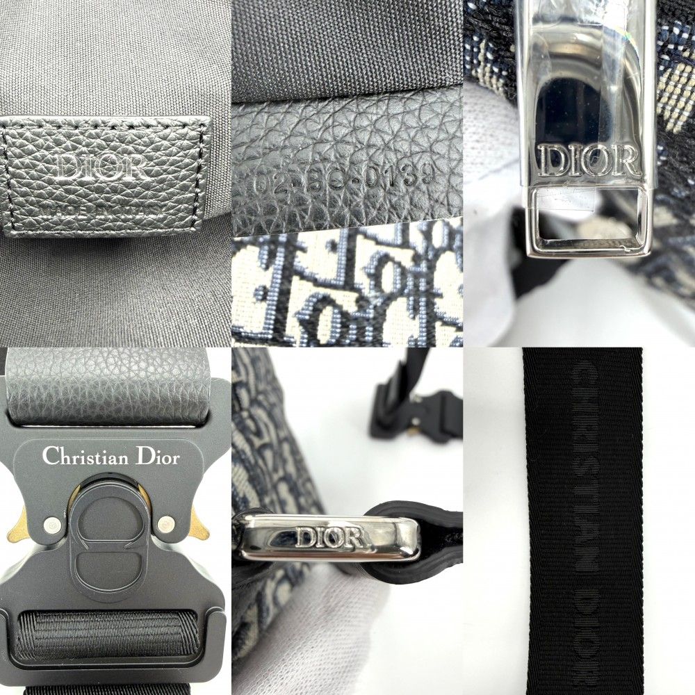 Dior Belt Bag Oblique Crossbody Canvas Navy Beige Silver — view 5