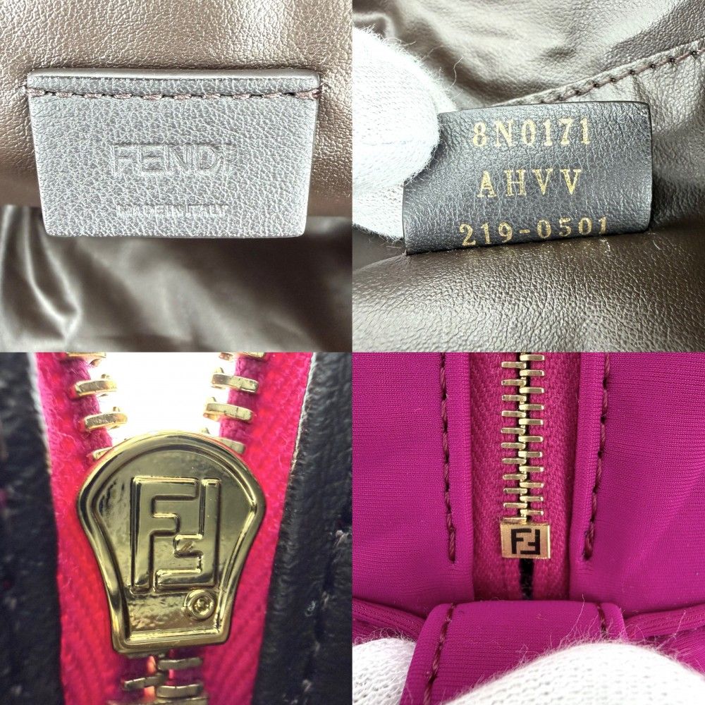 Fendi Pouch FF Beauty MM Makeup Case Polyamide Purple Gold — view 5