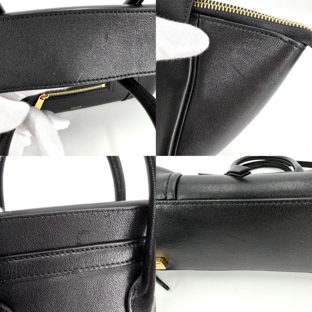Celine 2-Way Little Luggage Shoulder Bag Leather Black Gold — view 6