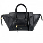 Celine 2-Way Little Luggage Shoulder Bag Leather Black Gold