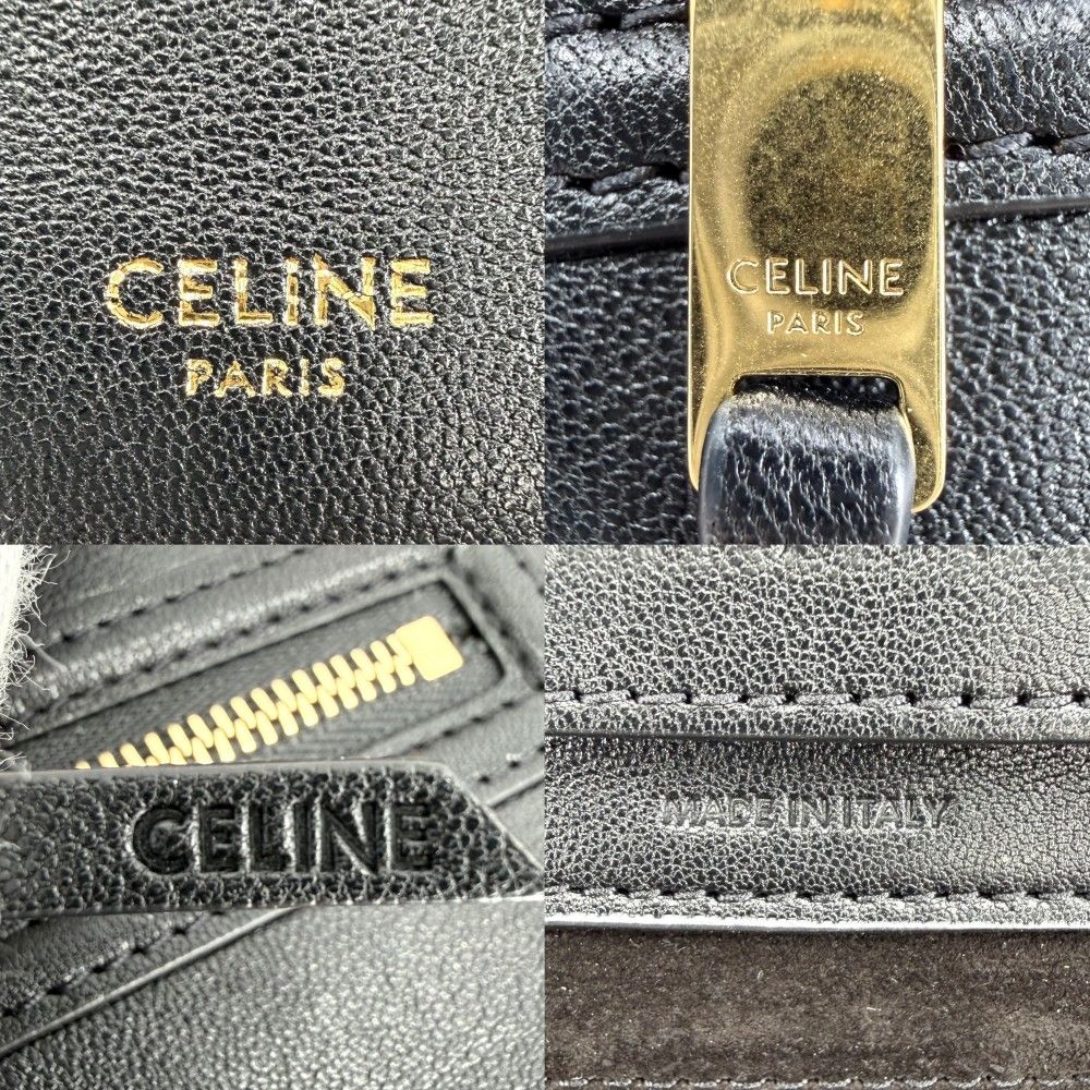 Celine 2-Way Little Luggage Shoulder Bag Leather Black Gold — view 5