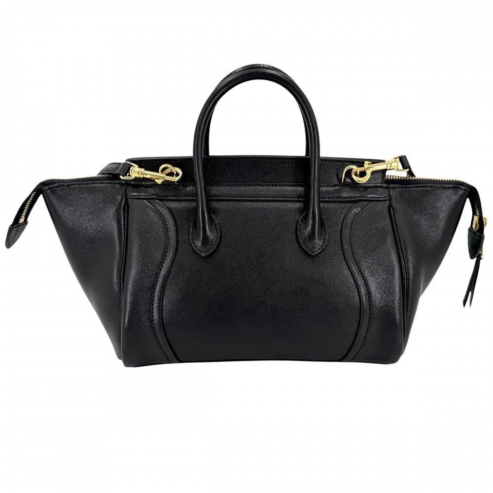 Celine 2-Way Little Luggage Shoulder Bag Leather Black Gold — view 2