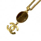 Chanel Necklace CC Logo Long Tiger Eye Gold