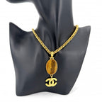 Chanel Necklace CC Logo Long Tiger Eye Gold — view 3