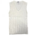 Chanel Tank Top Sleeveless Top Striped Lace 42 White Cotton Summer