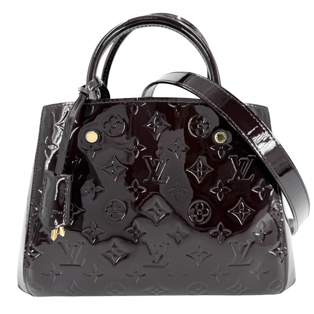 Louis Vuitton 2-Way Montaigne BB Shoulder Bag Crossbody Purple Monogram Vernis