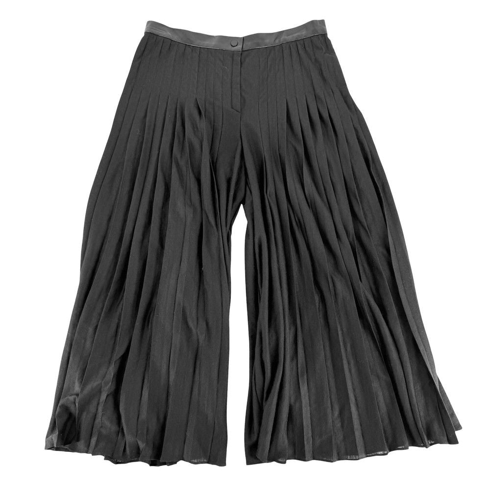 Chanel Pants Pleated Trousers Vintage 38 Black Polyester Wool