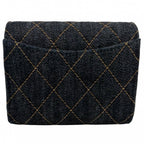 Chanel Bifold Wallet Quilted Small Mini CC Logo Denim Navy Gold — view 2