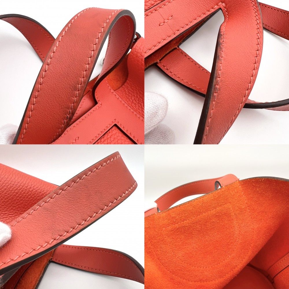 Hermes Handbag in the Loop 18 Che Nupico Small Taurillon Clemence Orange Silver — view 7
