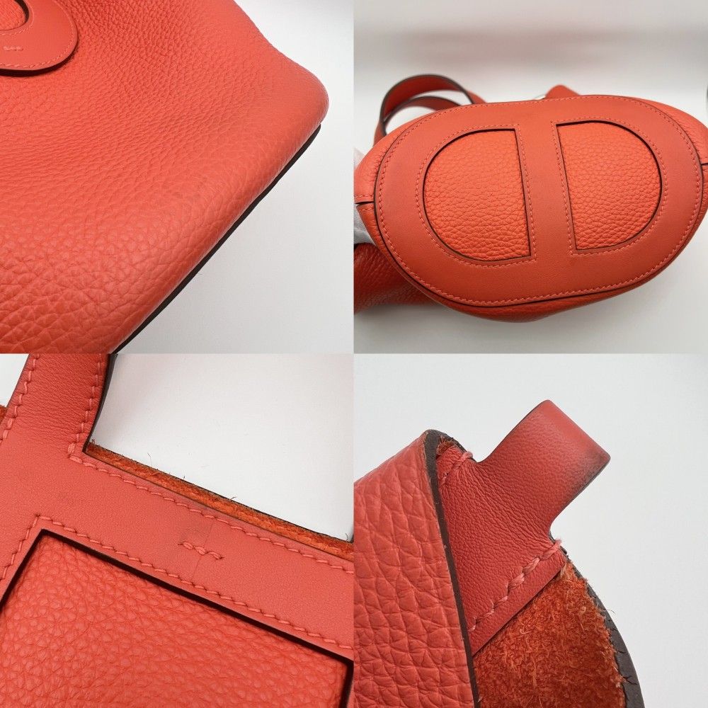 Hermes Handbag in the Loop 18 Che Nupico Small Taurillon Clemence Orange Silver — view 6